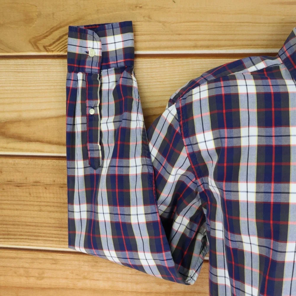 J. Crew Dress Shirt Tailored Fit Mens Size L Multicolor Plaid Button Down Collar